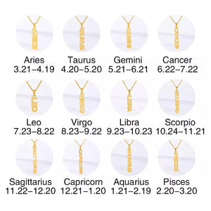 Zodiac Name Vertical Necklace